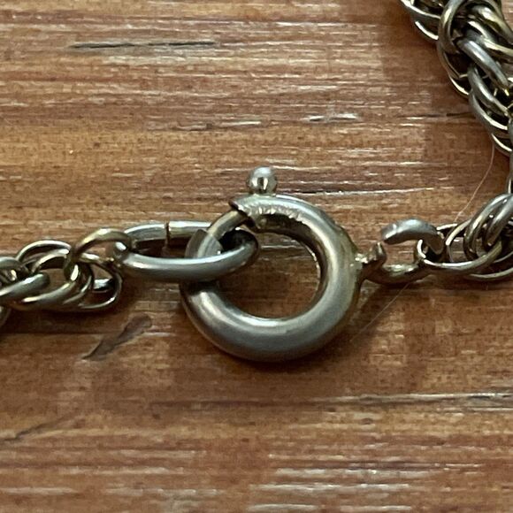 Vintage 12K Gold Filled Filigree Bar Rope Chain Bracelet with Center Diamond - Picture 13 of 13